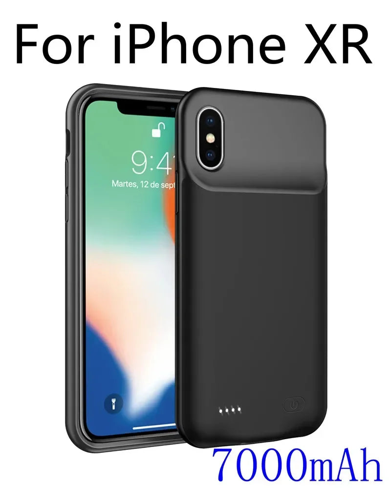 for iPhone 11 12 13 14 Pro Max XS Max XR 6 7 8 Plus SE 5S 13 Mini Battery Charger Case Portable Power Bank Charging Cover Capa