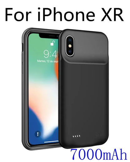 for iPhone 11 12 13 14 Pro Max XS Max XR 6 7 8 Plus SE 5S 13 Mini Battery Charger Case Portable Power Bank Charging Cover Capa