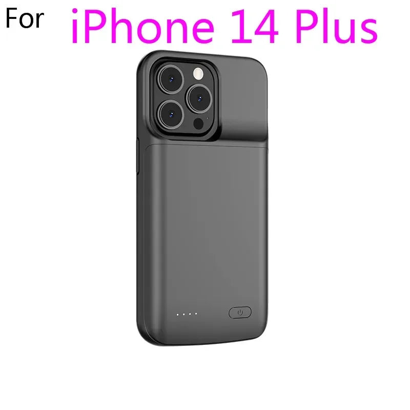 for iPhone 11 12 13 14 Pro Max XS Max XR 6 7 8 Plus SE 5S 13 Mini Battery Charger Case Portable Power Bank Charging Cover Capa