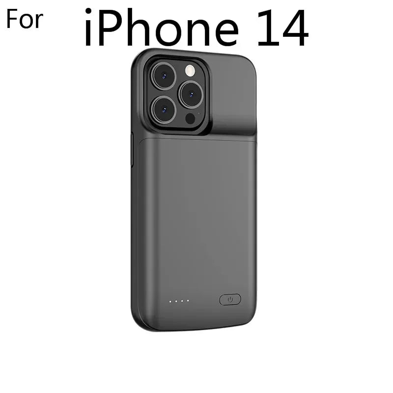 for iPhone 11 12 13 14 Pro Max XS Max XR 6 7 8 Plus SE 5S 13 Mini Battery Charger Case Portable Power Bank Charging Cover Capa