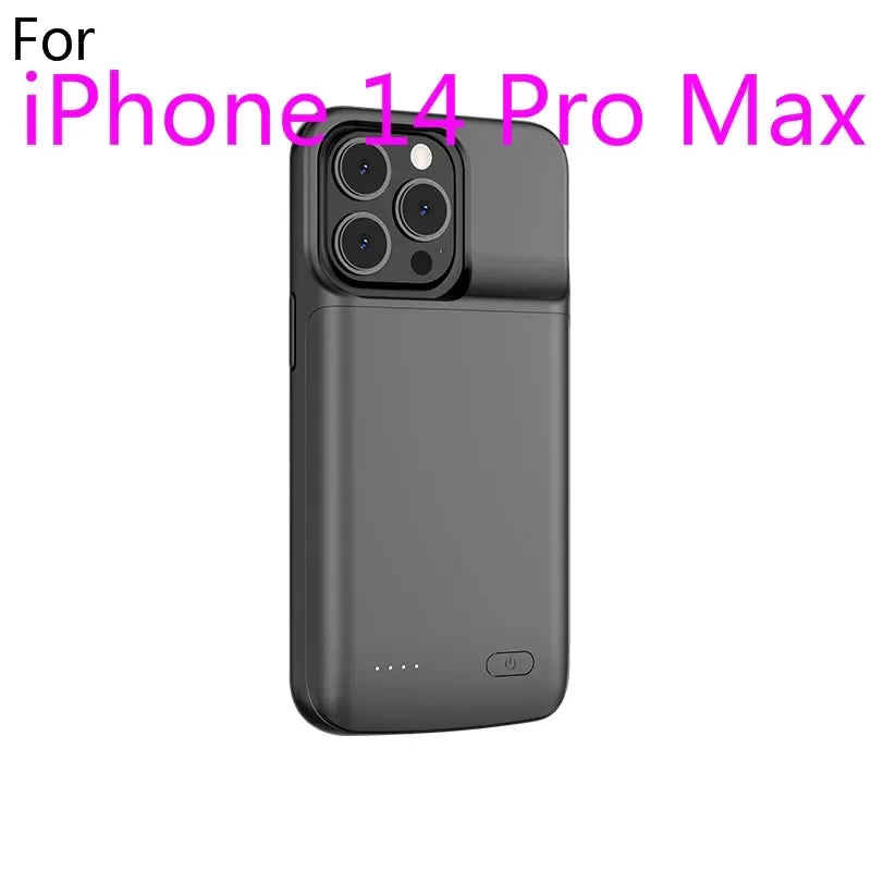for iPhone 11 12 13 14 Pro Max XS Max XR 6 7 8 Plus SE 5S 13 Mini Battery Charger Case Portable Power Bank Charging Cover Capa