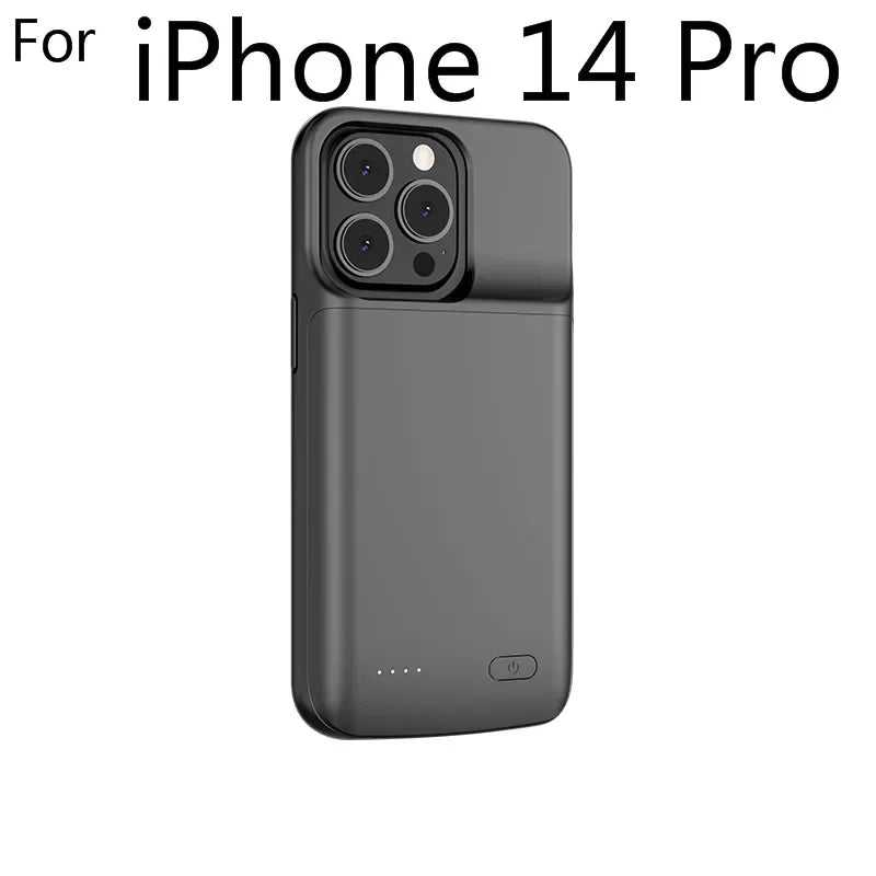for iPhone 11 12 13 14 Pro Max XS Max XR 6 7 8 Plus SE 5S 13 Mini Battery Charger Case Portable Power Bank Charging Cover Capa