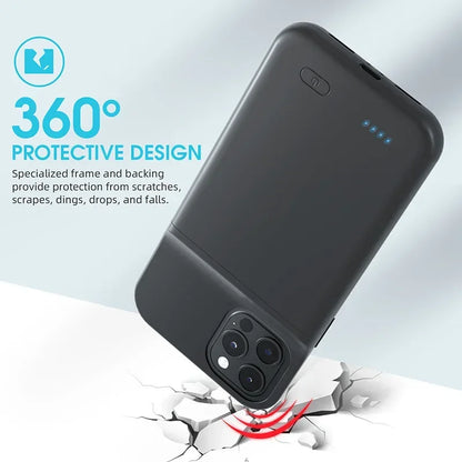 for iPhone 11 12 13 14 Pro Max XS Max XR 6 7 8 Plus SE 5S 13 Mini Battery Charger Case Portable Power Bank Charging Cover Capa